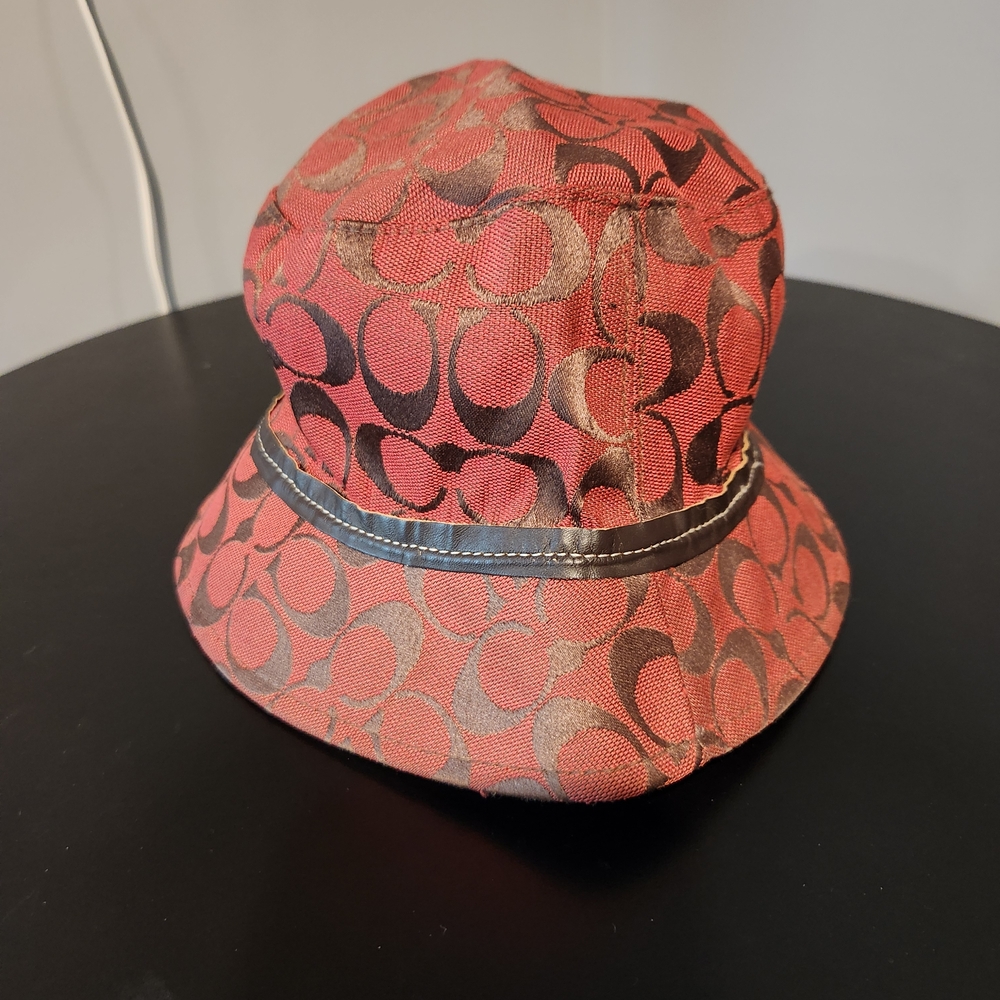 Coach Red and Brown Bucket Hat